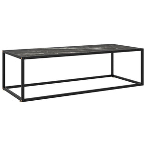 vidaXL Coffee Table Black with Black Marble-Look Glass 120x50x35