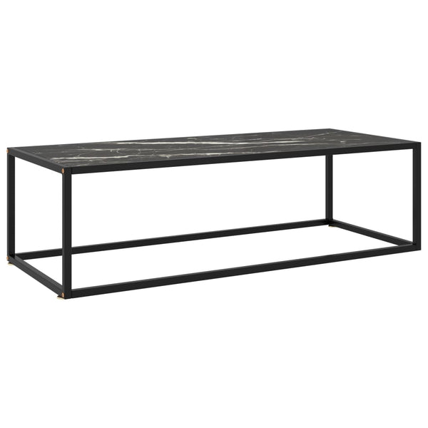 vidaXL Coffee Table Black with Black Marble-Look Glass 120x50x35