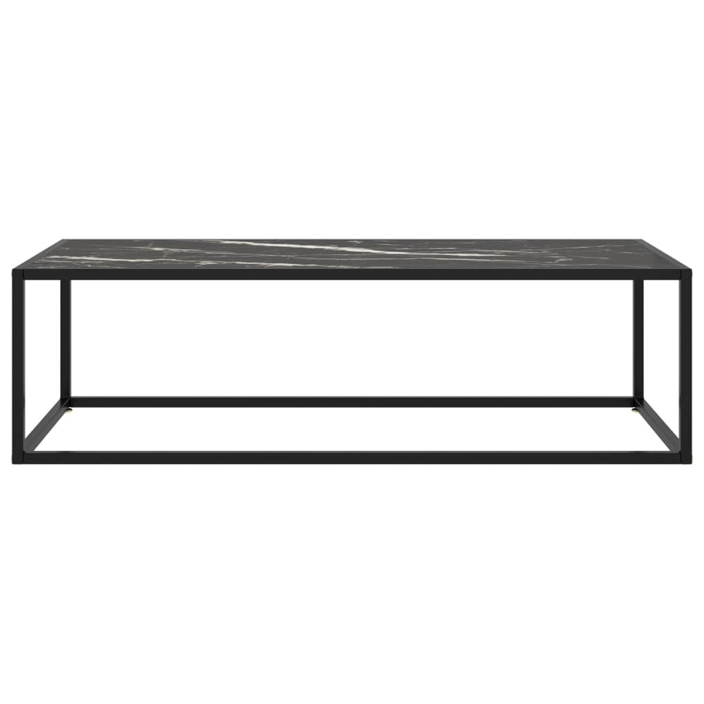 vidaXL Coffee Table Black with Black Marble-Look Glass 120x50x35