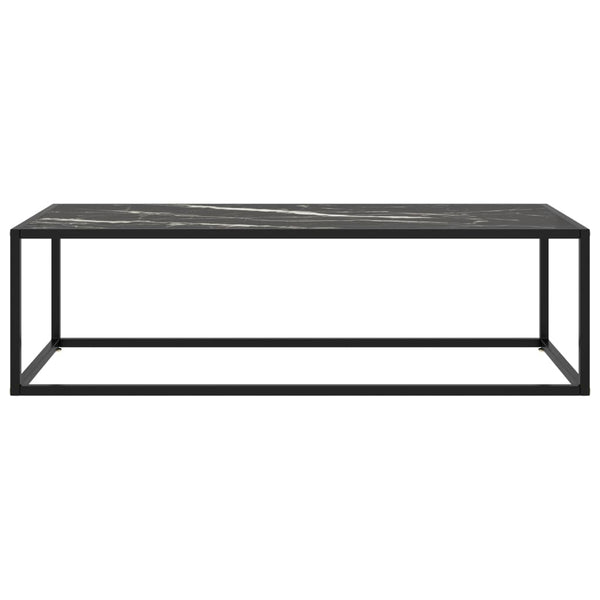 vidaXL Coffee Table Black with Black Marble-Look Glass 120x50x35