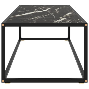 vidaXL Coffee Table Black with Black Marble-Look Glass 120x50x35