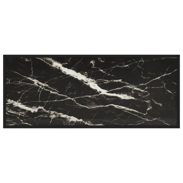 vidaXL Coffee Table Black with Black Marble-Look Glass 120x50x35