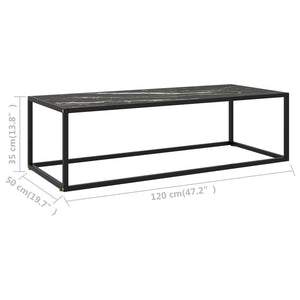 vidaXL Coffee Table Black with Black Marble-Look Glass 120x50x35