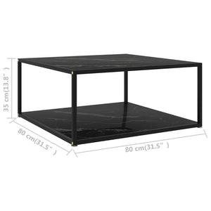 vidaXL Coffee Table Black 80x80x35 cm Tempered Glass