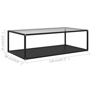 vidaXL Coffee Table Transparent and Black 120x60x35 cm Tempered Glass