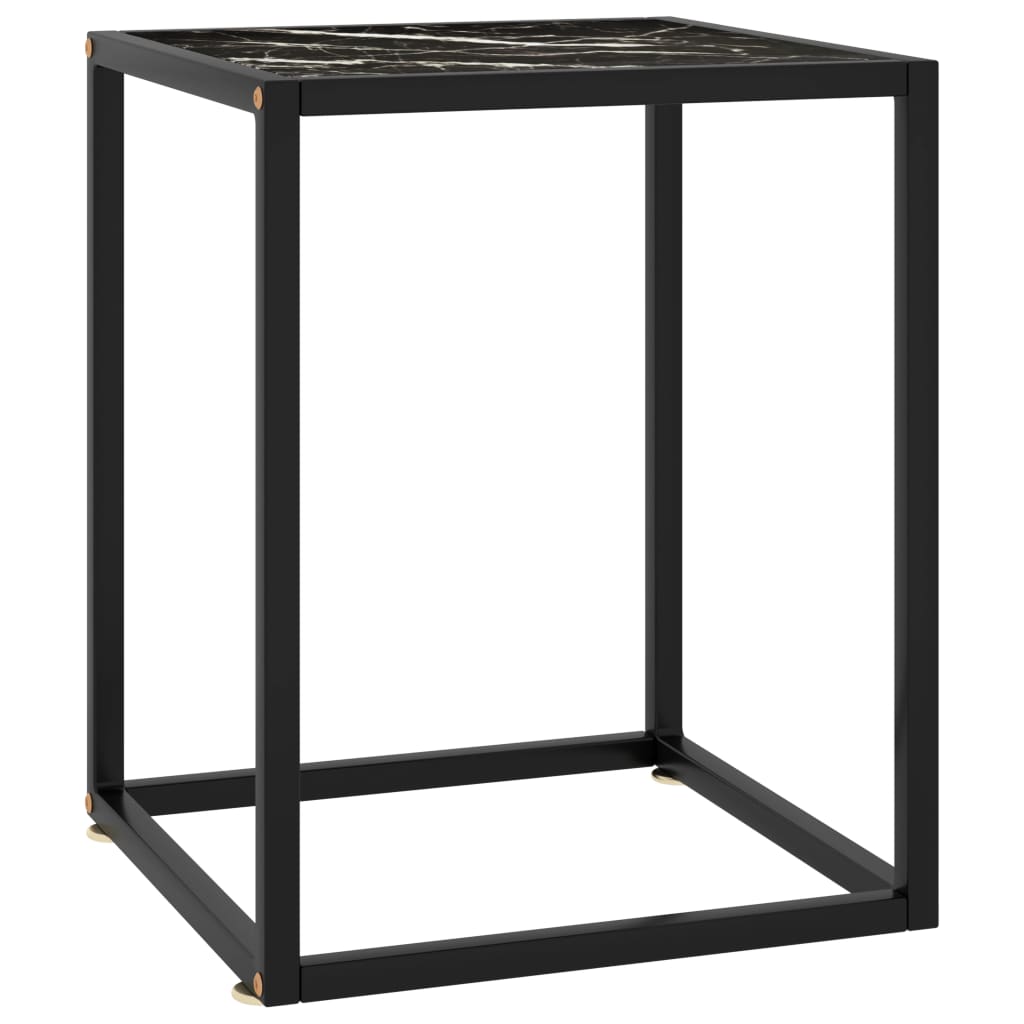vidaXL Coffee Table Black with Black Marble Look Glass 40x40x50