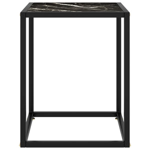 vidaXL Coffee Table Black with Black Marble Look Glass 40x40x50
