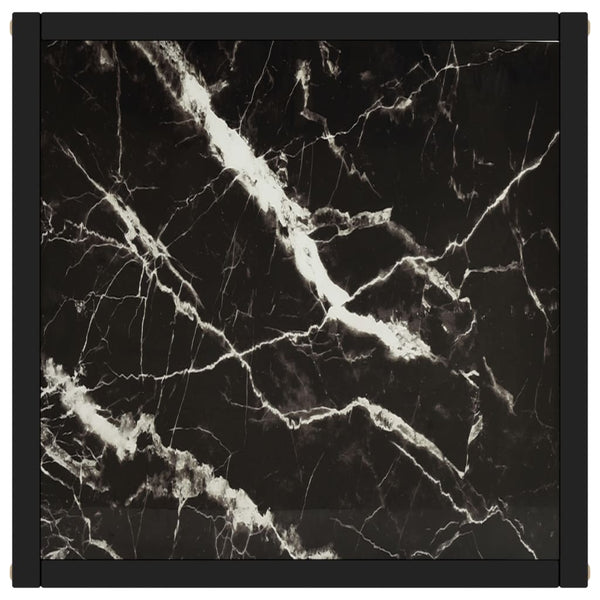 vidaXL Coffee Table Black with Black Marble Look Glass 40x40x50