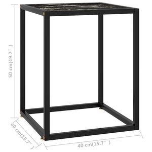 vidaXL Coffee Table Black with Black Marble Look Glass 40x40x50
