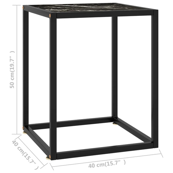 vidaXL Coffee Table Black with Black Marble Look Glass 40x40x50