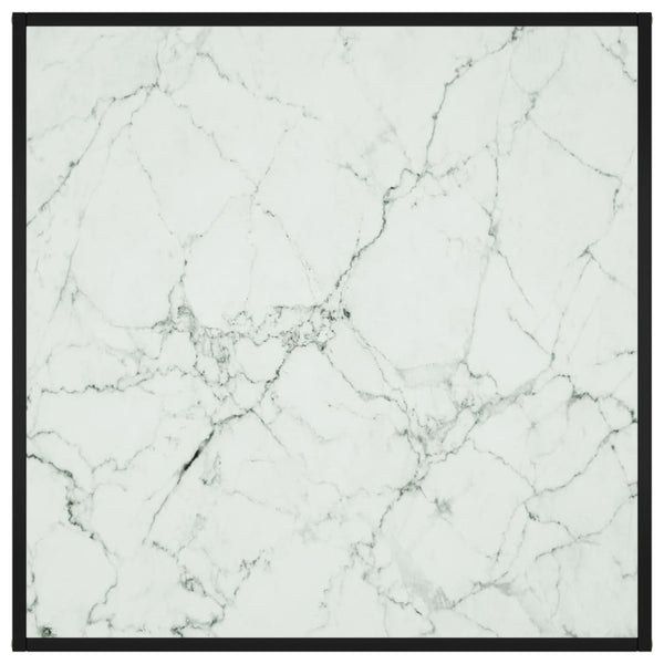 vidaXL Coffee Table Black with White Glass Marble Look 90x90x50 cm