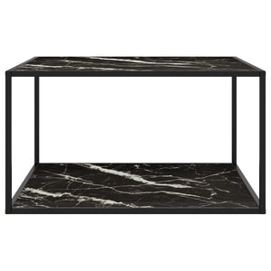 vidaXL Coffee Table Black with Black Glass Marble Look 90x90x50 cm
