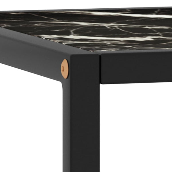 vidaXL Coffee Table Black with Black Glass Marble Look 90x90x50 cm