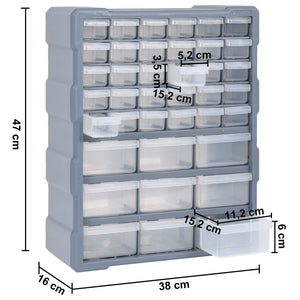 vidaXL Multi-Drawer Organizer with 39 Drawers 38x16x47 cm