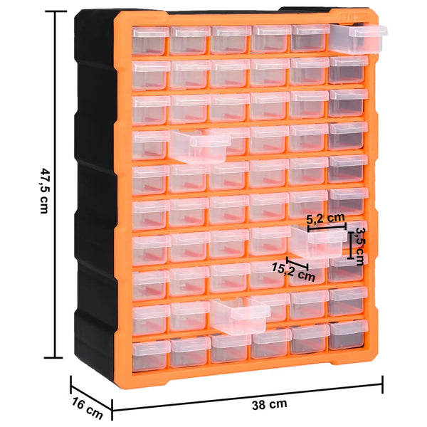 vidaXL Multi-Drawer Organizer with 60 Drawers 38x16x47.5 cm