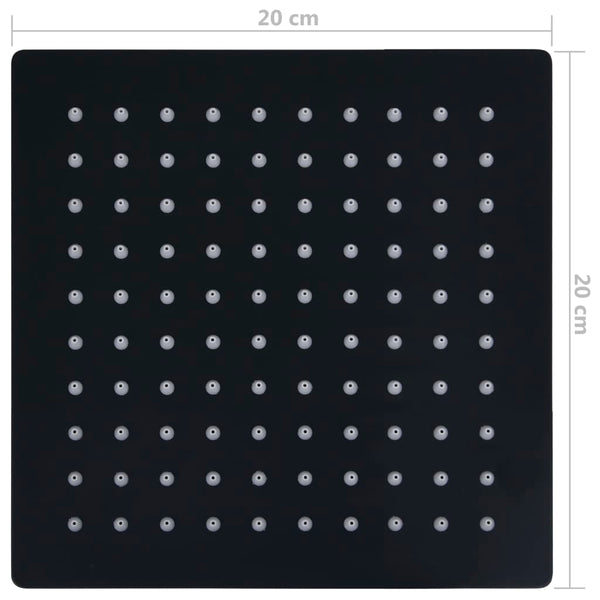 vidaXL Stainless Steel Rain Shower Head 20x20 cm Square Black