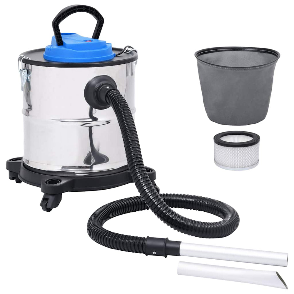 vidaXL Ash Vacuum Cleaner with HEPA Filter 1200W 20 L Stainless Steel