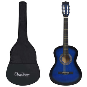 vidaXL Beginner Classical Guitar with Bag Blue 3/4 36"
