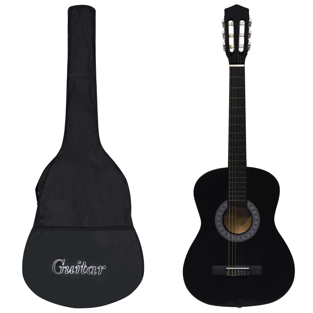 vidaXL Classical Guitar for Beginners with Bag Black 3/4 36"