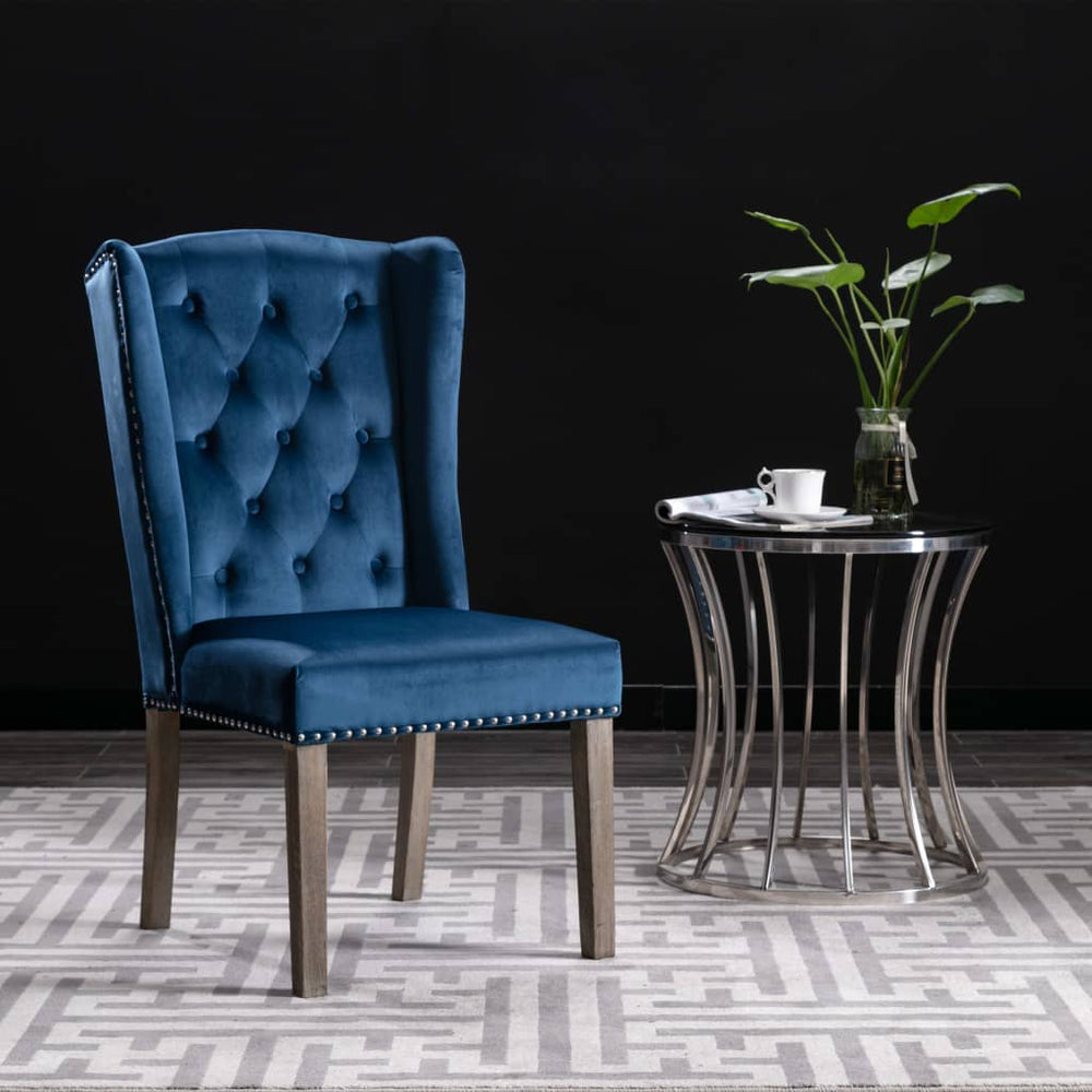 vidaXL Dining Chairs 2 pcs Blue Velvet