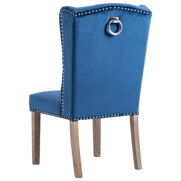 vidaXL Dining Chairs 2 pcs Blue Velvet