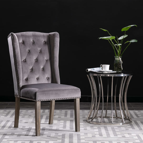 vidaXL Dining Chairs 2 pcs Grey Velvet