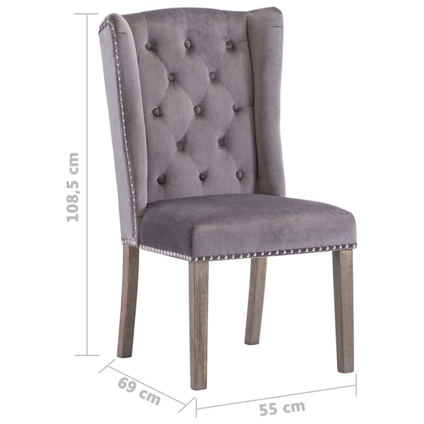 vidaXL Dining Chairs 2 pcs Grey Velvet