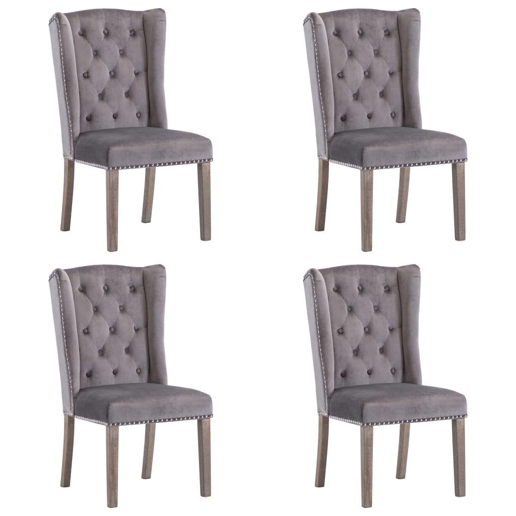 vidaXL Dining Chairs 4 pcs. Grey Velvet