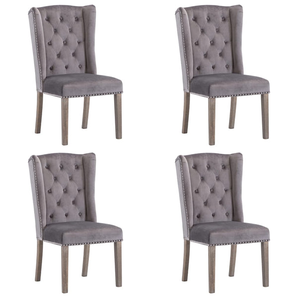 vidaXL Dining Chairs 4 pcs. Grey Velvet