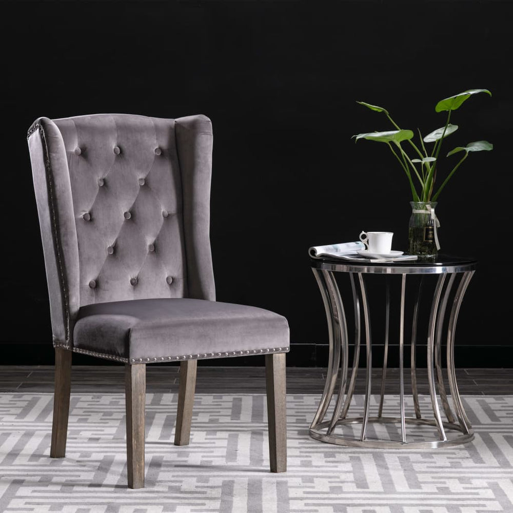 vidaXL Dining Chairs 4 pcs. Grey Velvet