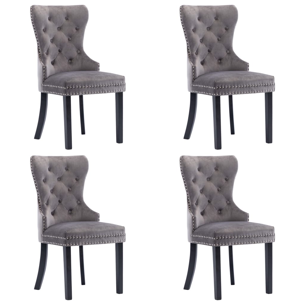 vidaXL Dining Chairs 4 pcs. Grey Velvet