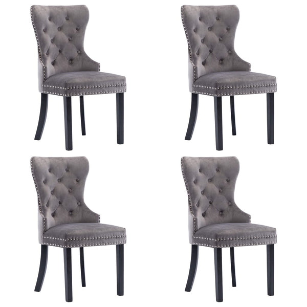vidaXL Dining Chairs 4 pcs. Grey Velvet