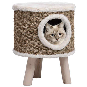 vidaXL Cat Tree with Wooden Legs 41 cm Seagrass
