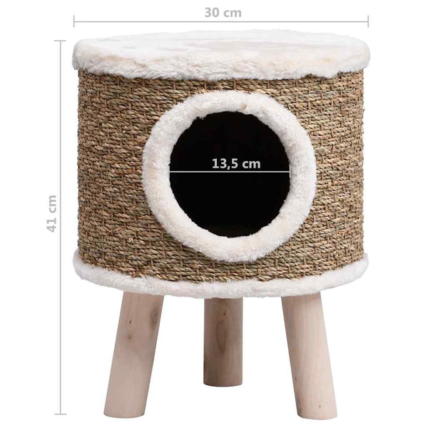 vidaXL Cat Tree with Wooden Legs 41 cm Seagrass