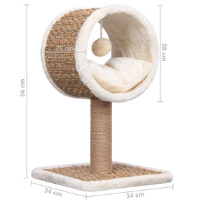 vidaXL Cat Scratching Post with Tunnel and Toy 56 cm Seagrass