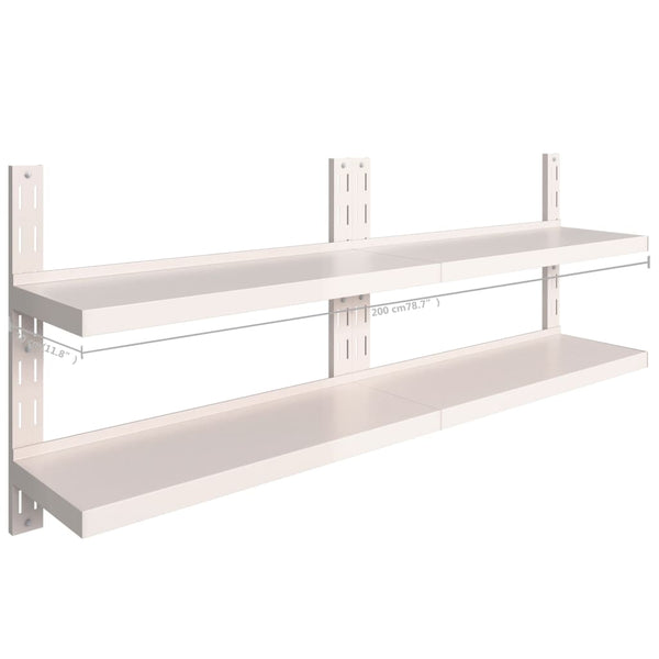 vidaXL Floating Wall Shelves with 2 Tiers 2 pcs. Stainless Steel 200x30 cm
