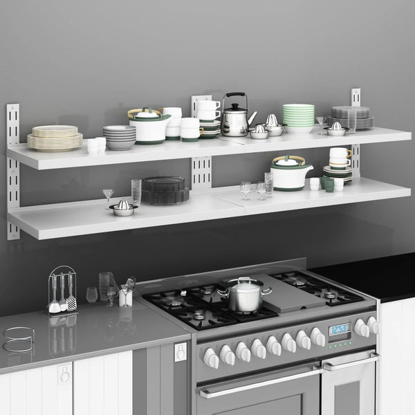 vidaXL Floating Wall Shelves with 2 Tiers 2 pcs. Stainless Steel 200x30 cm