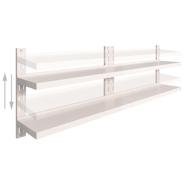 vidaXL Floating Shelves with 2 Tiers 2 pcs Stainless Steel 240x30 cm