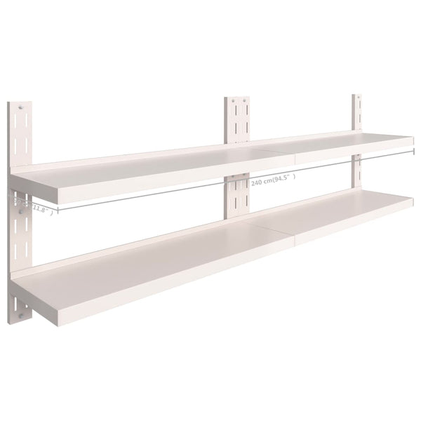 vidaXL Floating Shelves with 2 Tiers 2 pcs Stainless Steel 240x30 cm