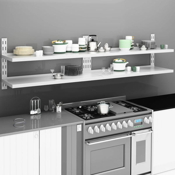 vidaXL Floating Shelves with 2 Tiers 2 pcs Stainless Steel 240x30 cm