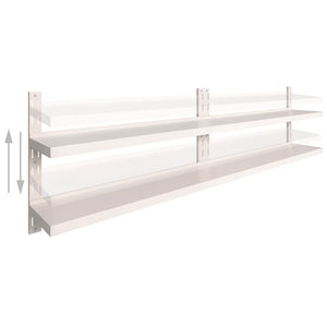 vidaXL Floating Shelves with 2 Tiers 2 pcs. Stainless Steel 300x30 cm