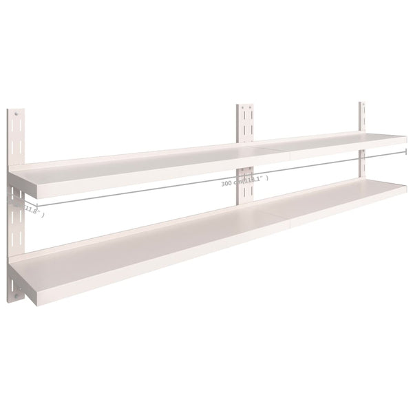 vidaXL Floating Shelves with 2 Tiers 2 pcs. Stainless Steel 300x30 cm