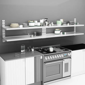 vidaXL Floating Shelves with 2 Tiers 2 pcs. Stainless Steel 300x30 cm
