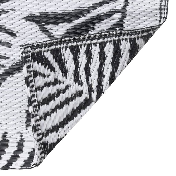 vidaXL Outdoor Rug ARAKIL White and Black 190x290 cm PP