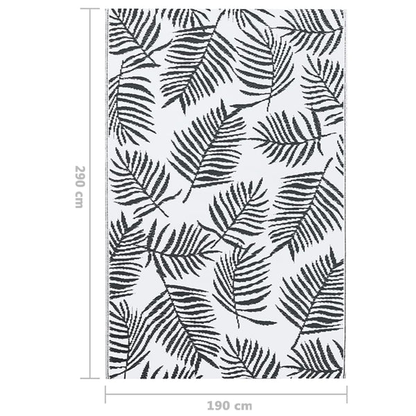 vidaXL Outdoor Rug ARAKIL White and Black 190x290 cm PP
