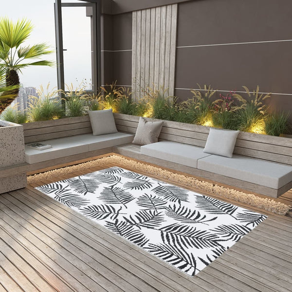 vidaXL Outdoor Rug ARAKIL White and Black 190x290 cm PP
