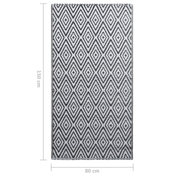 vidaXL Outdoor Rug ARAKIL White and Black 80x150 cm PP
