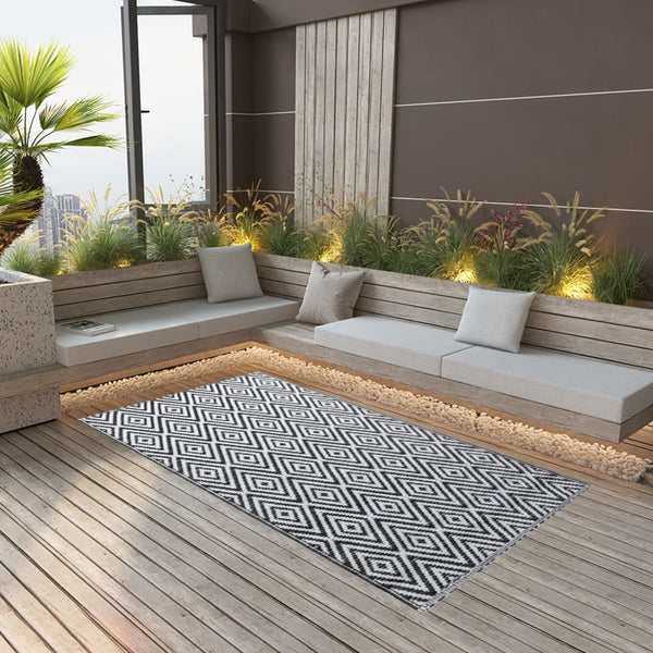 vidaXL Outdoor Rug ARAKIL White and Black 80x150 cm PP