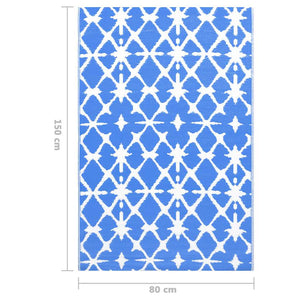 vidaXL Outdoor Rug ARAKIL White and Blue 80x150 cm PP