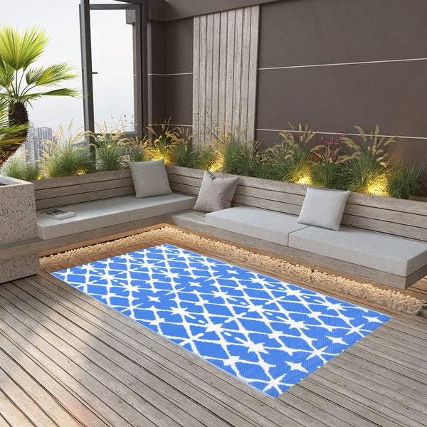 vidaXL Outdoor Rug ARAKIL White and Blue 120x180 cm PP